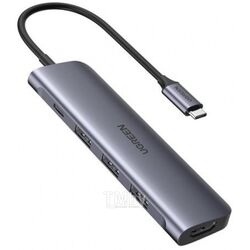 Док-станция UGREEN USB-C to 3xUSB3.0+HDMI+USB-C Multifunction Adapter CM136 (Space Gray) (70495)