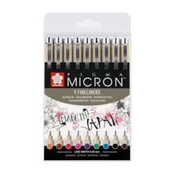 Ручка капиллярная "Pigma Micron" набор 9 шт, ассорти Sakura POXSDK059