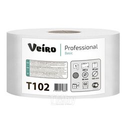 Бумага туалетная Professional Basic в средних рулонах 200 м,1 слой Veiro T102