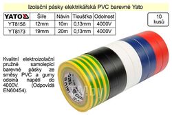 Изолента ПВХ 19мм х 20м х 0,13мм разноцветная (10шт) Yato YT-8173