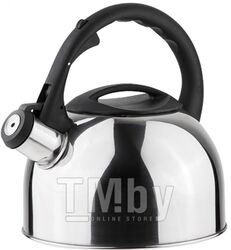 Чайник со свистком, нержавеющая сталь, 2.5 л, серия Magnum, серебристый металлик, PERFECTO LINEA