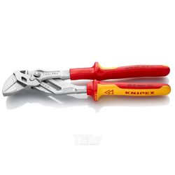 Клещи переставные-гаечный ключ хромированные 250мм, двухкомпонентные ручки (Knipex) 8606250
