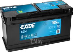 Аккумуляторная батарея 105Ah EXIDE Start&Stop AGM 12V 105AH 950A ETN 0(R+) B13 392x175x190mm 27kg EK1050