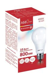 Лампа светодиодная АБВ LED лайт A60 10W E27 4000K