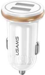 Автомобильное зарядное USAMS US-CC050 C4 2.4A Dual USB белый CC50GC02