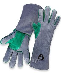 Перчатки сварщика Ferrus Max с крагой из спилковой кожи, цвет серый/зелен. JETA PRO JWK501
