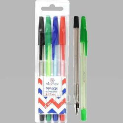 Ручки набор 04 шт. шариковые "Attomex", d=0.7 мм, 4 цвета, пластик. блистер deVente 5073722