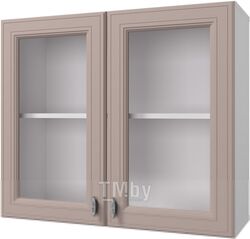 Шкаф навесной для кухни Горизонт Мебель Ева 80 с витриной (мокко софт)