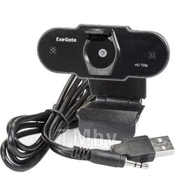 Веб-камера BlackView C525 HD 1,3 Мп, 1280х720, 720P, 30fps, 4-линзовый объектив, шторка, USB, микрофон, кабель 1,5 м, черная ExeGate EX287385RUS
