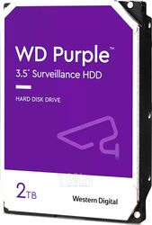 Жесткий диск WD Purple 2TB (WD23PURZ) (3.5", SATA 3.0 (6Gbps), 5400 об/мин, размер кэша 64 MB, технология CMR, наполнение воздух)