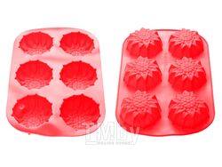 Форма для выпечки, силиконовая, прямоугольная на 6 кексов, 27.5х18х3 см, красная, PERFECTO LINEA