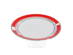 Тарелка десертная керамическая, 199 мм, круглая, серия Самсун, красная полоска, PERFECTO LINEA