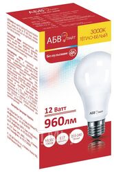 Лампа светодиодная АБВ LED лайт A60 12W E27 3000K