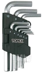 Ключи шестигранные 1,5-10мм короткие CrV (набор/9шт) TOPEX A-35D955