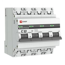Автоматический выключатель ВА 47-63, 4P 32А (C) 4,5kA EKF PROxima mcb4763-4-32C-pro