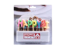 Набор свечей для торта "Happy Birthday" 13 шт. 6 см Home Line