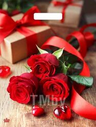 Мешок 40х31см ПВД 60мкм глянцевый с вырубной ручкой, Три красные розы ТИКО-Пластик н00242918