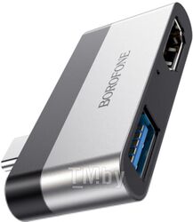 Адаптер Borofone DH2 Type-C - USB 3.0 + HDMI (металлик)