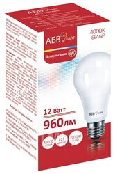 Лампа светодиодная АБВ LED лайт A60 12W E27 4000K