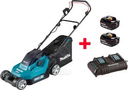 Газонокосилка аккумуляторная MAKITA DLM 382 CM2 (18.0 В, 2 акк., 4.0 А/ч, Li-Ion, шир. 380 мм, выс. 25-75 мм, пластм. корпус, травосборник 40)