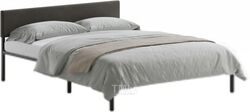 Двуспальная кровать Домаклево Лофт с мягкой спинкой 160x200 (черный/темный)