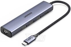 Док-станция UGREEN USB-C To 3*USB-A 3.0 + HDMI (4K@60Hz) + RJ45 Converter without power port CM475 (20934)