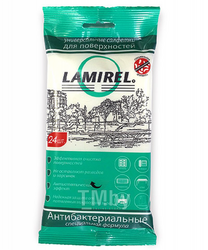 Чистящие салфетки для поверхностей антибактериальные (24 шт) Lamirel мягкая упаковка Fellowes LA-61617