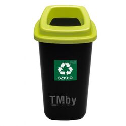 Урна для раздельного сбора мусора 28л " Sort bin" полипропилен., черный/зеленый Plafor 683-02+крышка