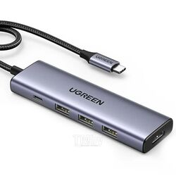 Док-станция UGREEN CM511-15597 USB-C To HDMI 4K@60Hz+3*USB 3.0 A+PD , Space Gray