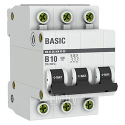 Автоматический выключатель 3P 10А (B) 4,5кА ВА 47-29 EKF Basic
