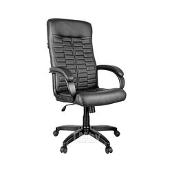 Кресло для руководителя HL-E80 "Ornament", экокожа черная, мягкие подлокотники Helmi 279844