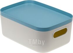 Ящик для хранения с крышкой ИНФИНИТИ 20х14х8,5 см (серо-голубой) (IDEA)