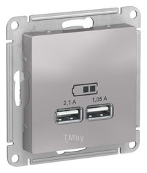 Розетка USB AtlasDesign, алюминий Schneider Electric ATN000333