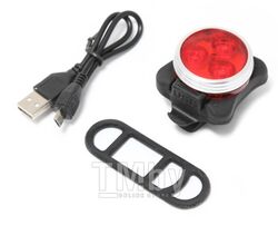 Фонарь LED задний круглый велосипедный (красный, 4 режима) Forsage HYD-018