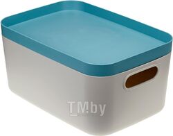 Ящик для хранения с крышкой ИНФИНИТИ 29,5х20х14,5 см (серо-голубой) (IDEA)