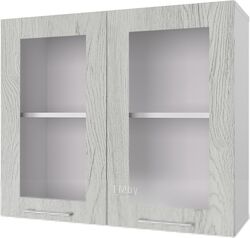 Шкаф навесной для кухни Горизонт Мебель Оптима 80 Витрина (рустик серый)