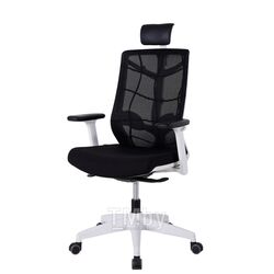Кресло для руководителя Nature II, каркас белый, подголовник, ткань черная, 3D подлокотники, слайдер Chair Meister