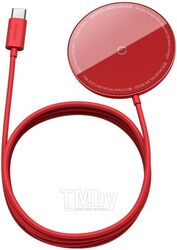 Беспроводное зарядное устройство Baseus Simple Mini Magnetic Wireless Charger магнитное (для iPhone 12 серии) кабель Type-C 1.5m 15W Red