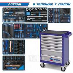 Набор инструментов KING TONY "ACTION" в синей тележке, 327 предметов 934-327AMB