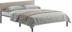 Двуспальная кровать Домаклево Лофт с мягкой спинкой 180x200 (черный/светлый)