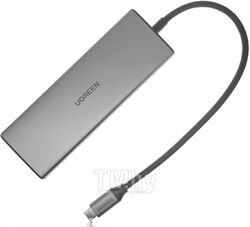 Док-станция UGREEN USB-C to 2*USB3.0+USB2.0+2*HDMI+RJ45 Gigabit+SD/TF+PD port Converter CM490 Gray (90119)