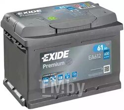Аккумулятор Premium 61Ah 600A (R +) 242x175x175 mm EXIDE EA612