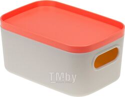 Ящик для хранения с крышкой ИНФИНИТИ 14х7х9,5 см (коралловый) (IDEA)