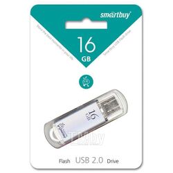 Карта памяти USB (флэш-накопитель) 16Gb V-Cut Silver USB 2.0 Flash с колпачком (металл. корпус) SmartBuy SB16GBVC-S