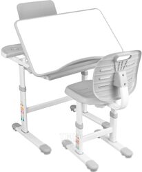 Парта+стул Anatomica Ara с подставкой для книг и выдвижным органайзером (белый/серый)