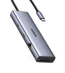 Док-станция UGREEN USB-C to 2*USB3.0+2*USB-C+HDMI+RJ45+SD&TF +PD port Docking Station CM498 (Space Gray) 15375