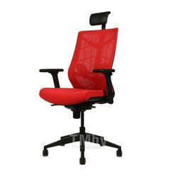 Кресло для руководителя Nature II, каркас черный, подголовник, ткань красная, 3D подлокотники, слайдер Chair Meister