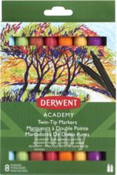 Набор маркеров Derwent Academy Twin-Tip / 98208 (8шт)