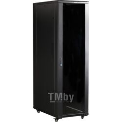 Шкаф 19" Business, 27U 600x600, черный, передняя дверь стекло, задняя дверь распашная металл