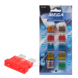 Предохранители флажковые 5-30А набор (10шт) MEGA ELECTRIC FS-530